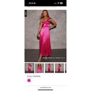 Vici Collection En Creme One Shoulder Satin Hot Pink Midi Dress Size M